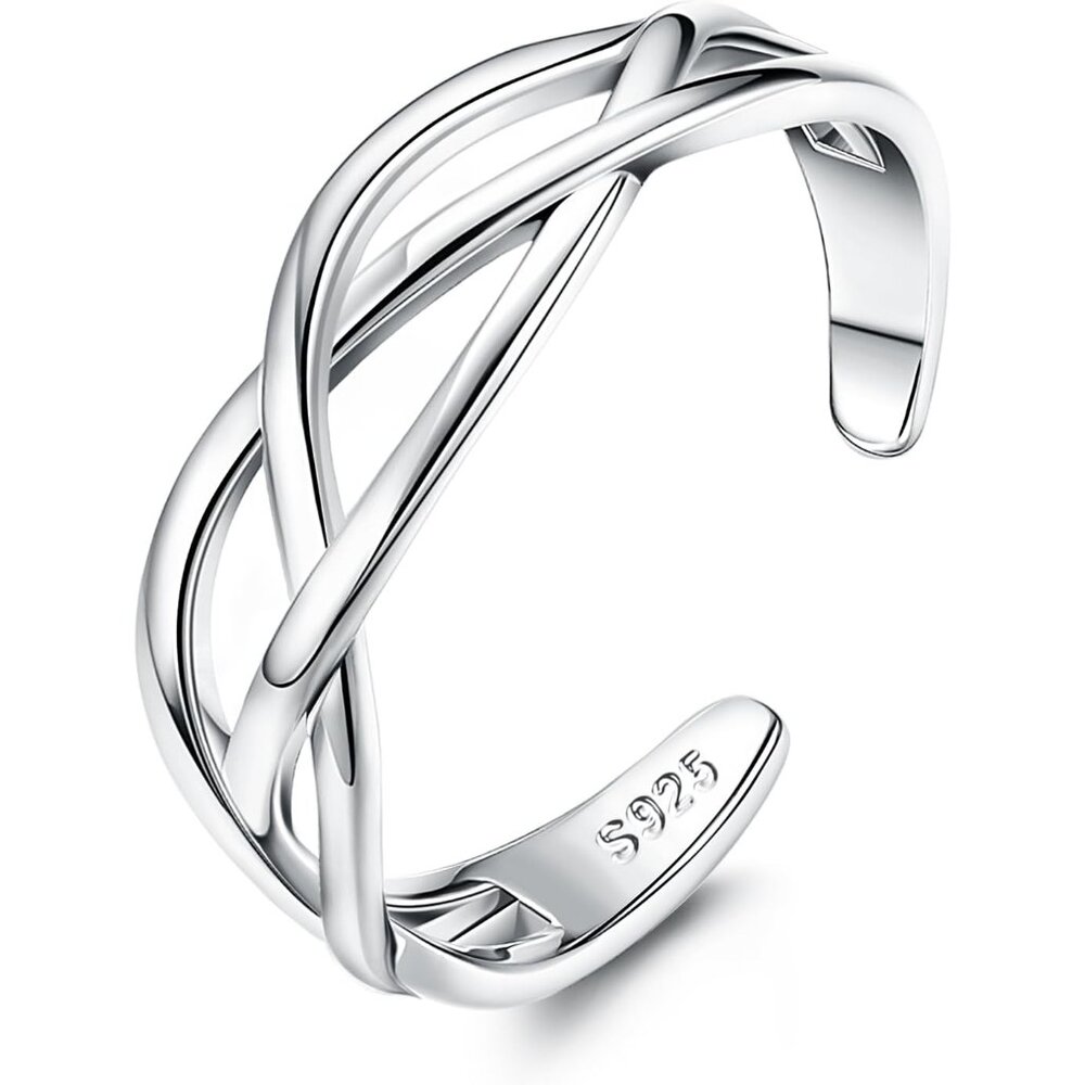 925 Sterling Silver Toe Rings for Women Adjustable Wrap Open Cuff Ring Hypoaller
